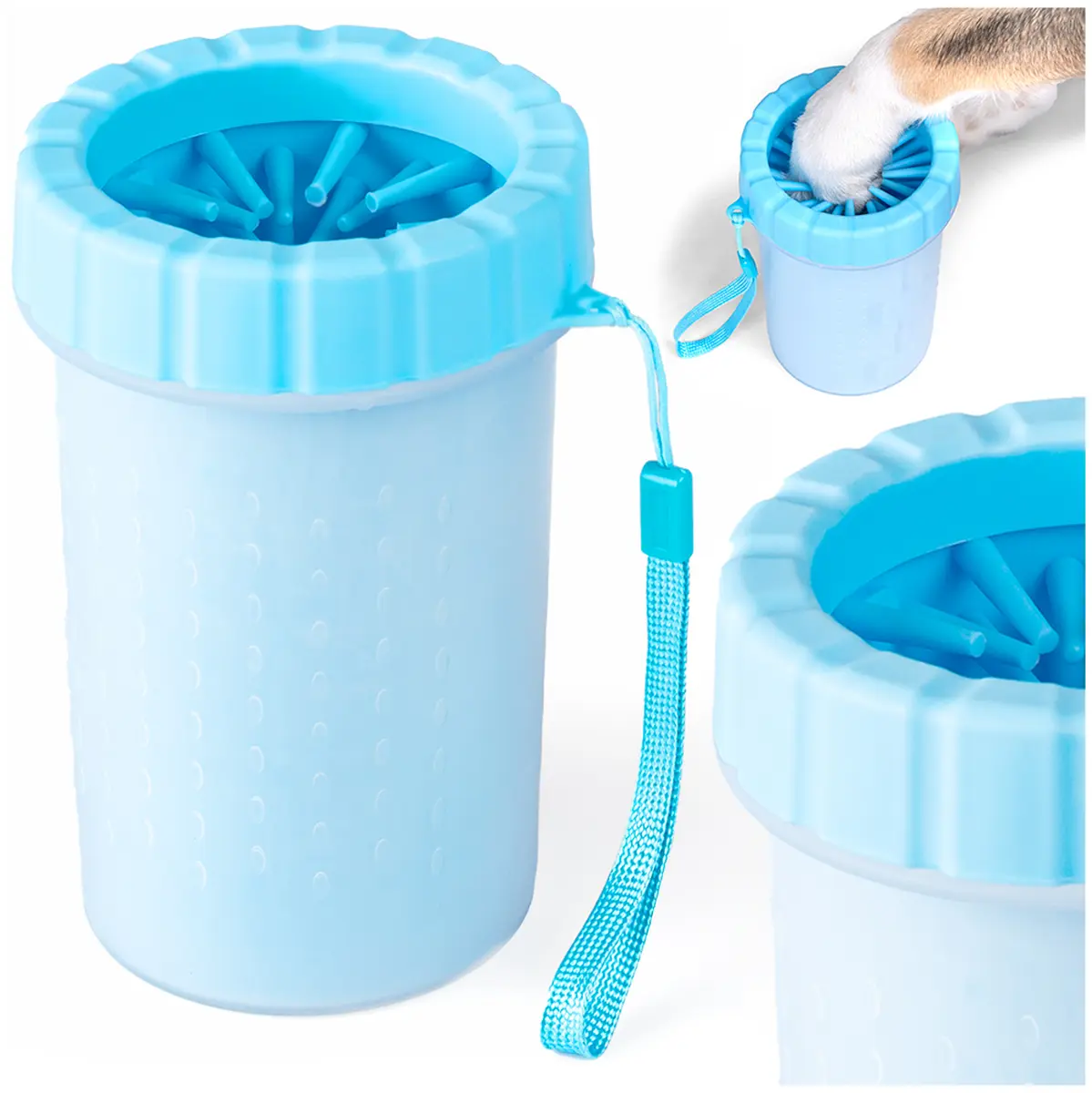 Niebieski czyścik do łap dla psa rozm. L