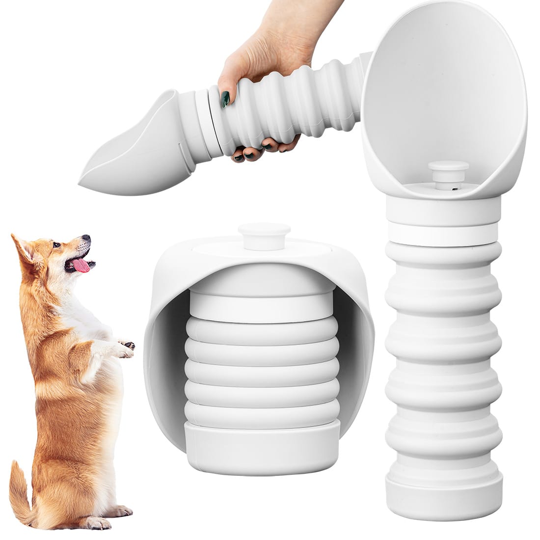 SILIKONOWA TURYSTYCZNA SKŁADANA BUTELKA NA WODĘ POIDŁO DLA ZWIERZĄT 550 ML