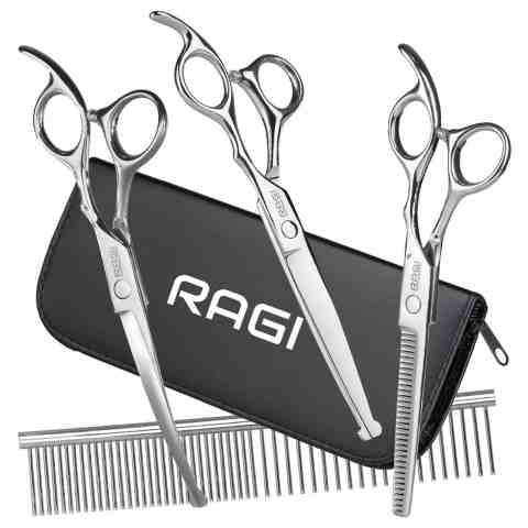 SREBRNE NOŻYCZKI do strzyżenia Psów ZESTAW do strzyżenia 3 rodzaje Nożyczek + Grzebień