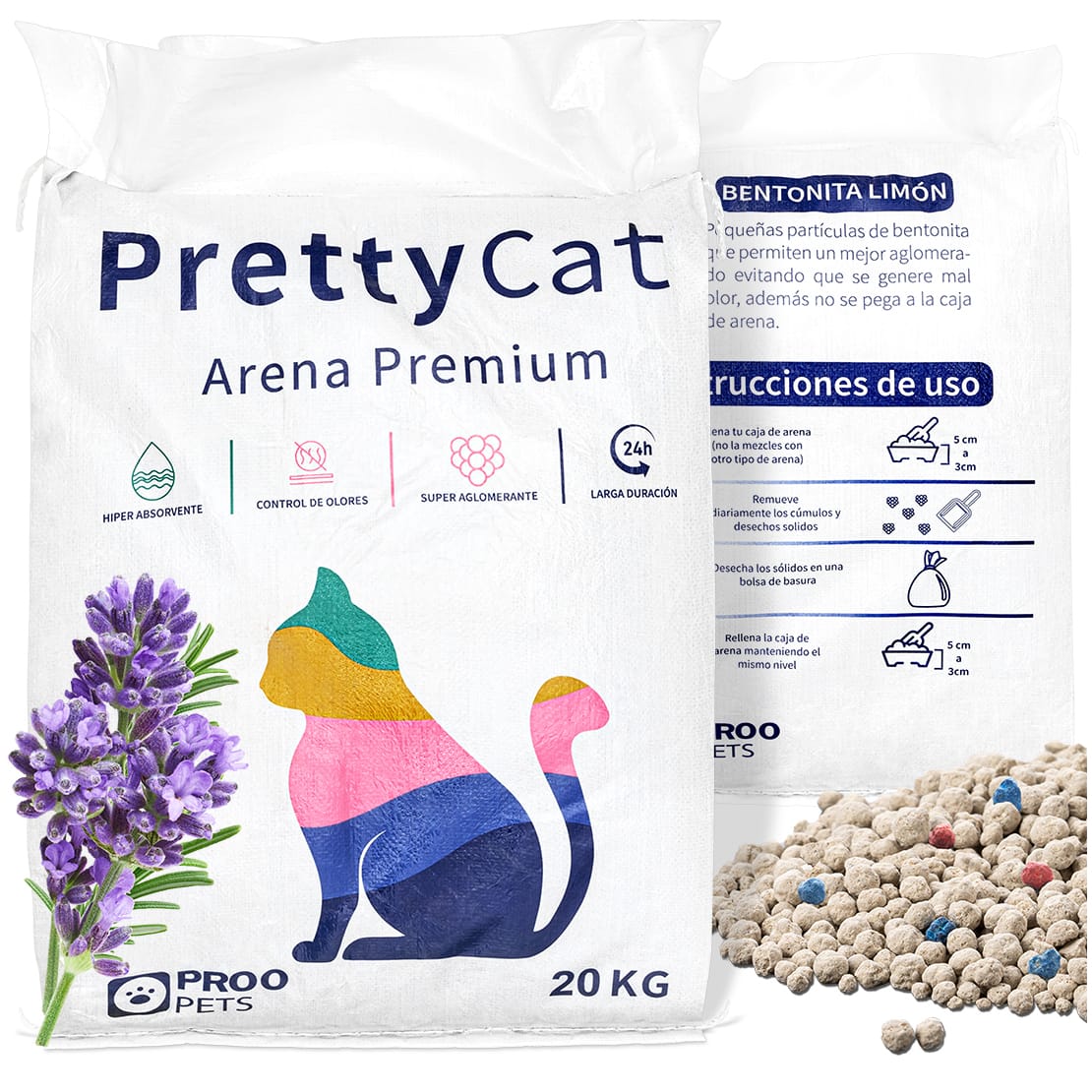 Żwirek dla kota bentonitowy 10kg 100% naturalny ekologiczny LAWENDOWY BEZPYŁOWY