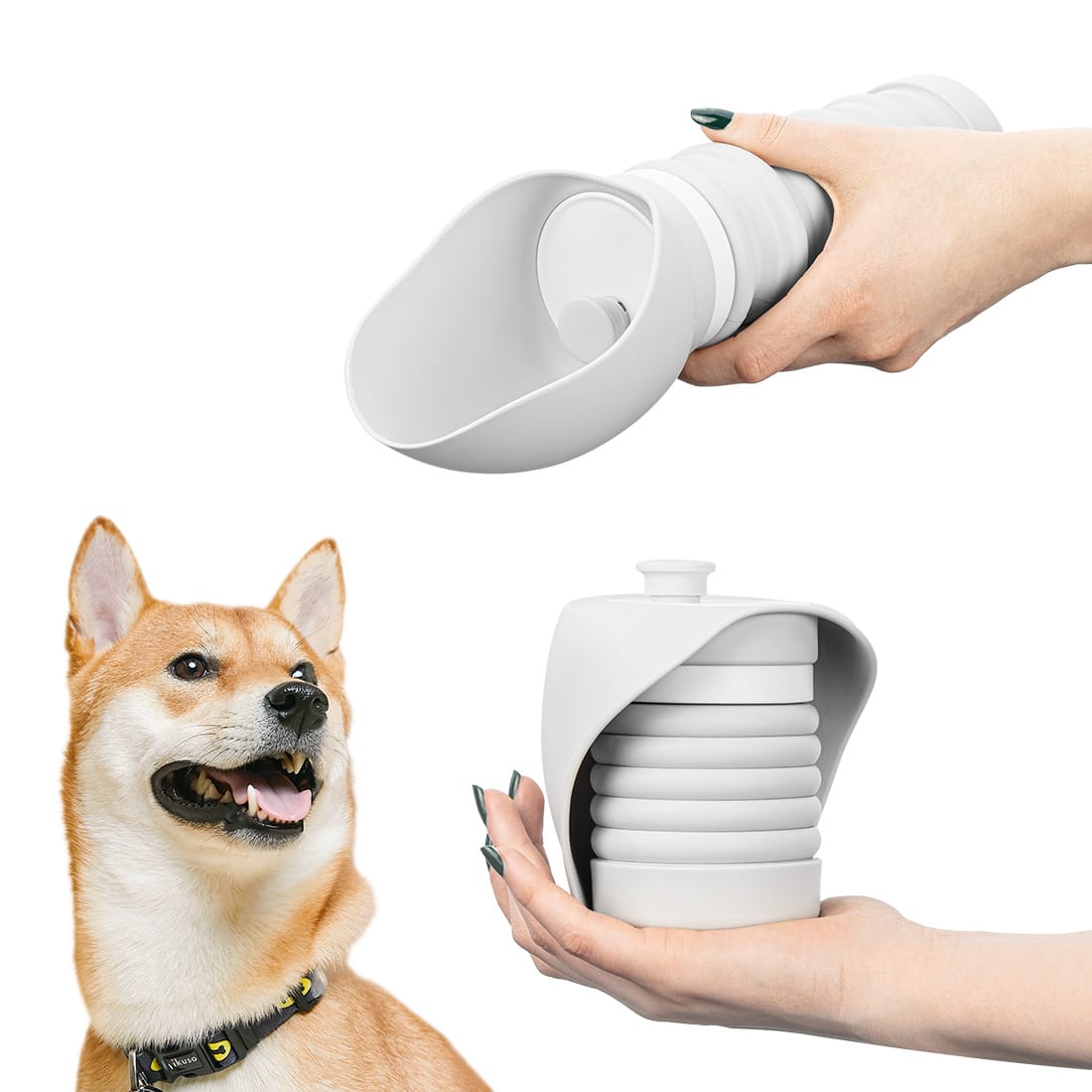 SILIKONOWA TURYSTYCZNA SKŁADANA BUTELKA NA WODĘ POIDŁO DLA ZWIERZĄT 550 ML - obrazek 2