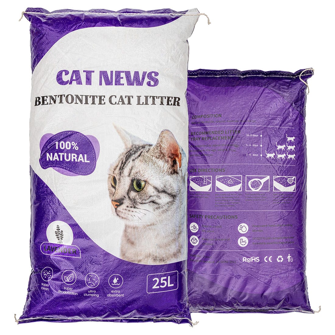 Bentonitowy żwirek dla kota 25 L zbrylający o zapachu lawendowym - obrazek 6