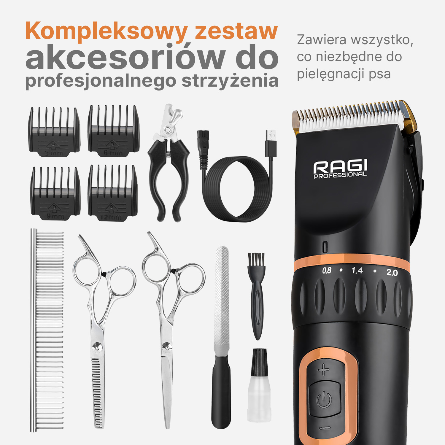Maszynka do strzyżenia psa RAGI Profesjonalna Cicha Bezprzewodowa - obrazek 10