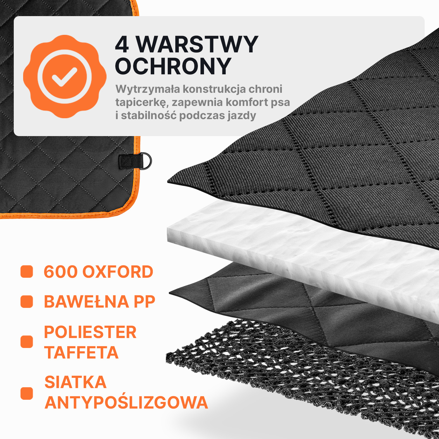 Pokrowiec na siedzenia samochodowe dla psa, Wodoodporna mata ochronna 4w1 - obrazek 3