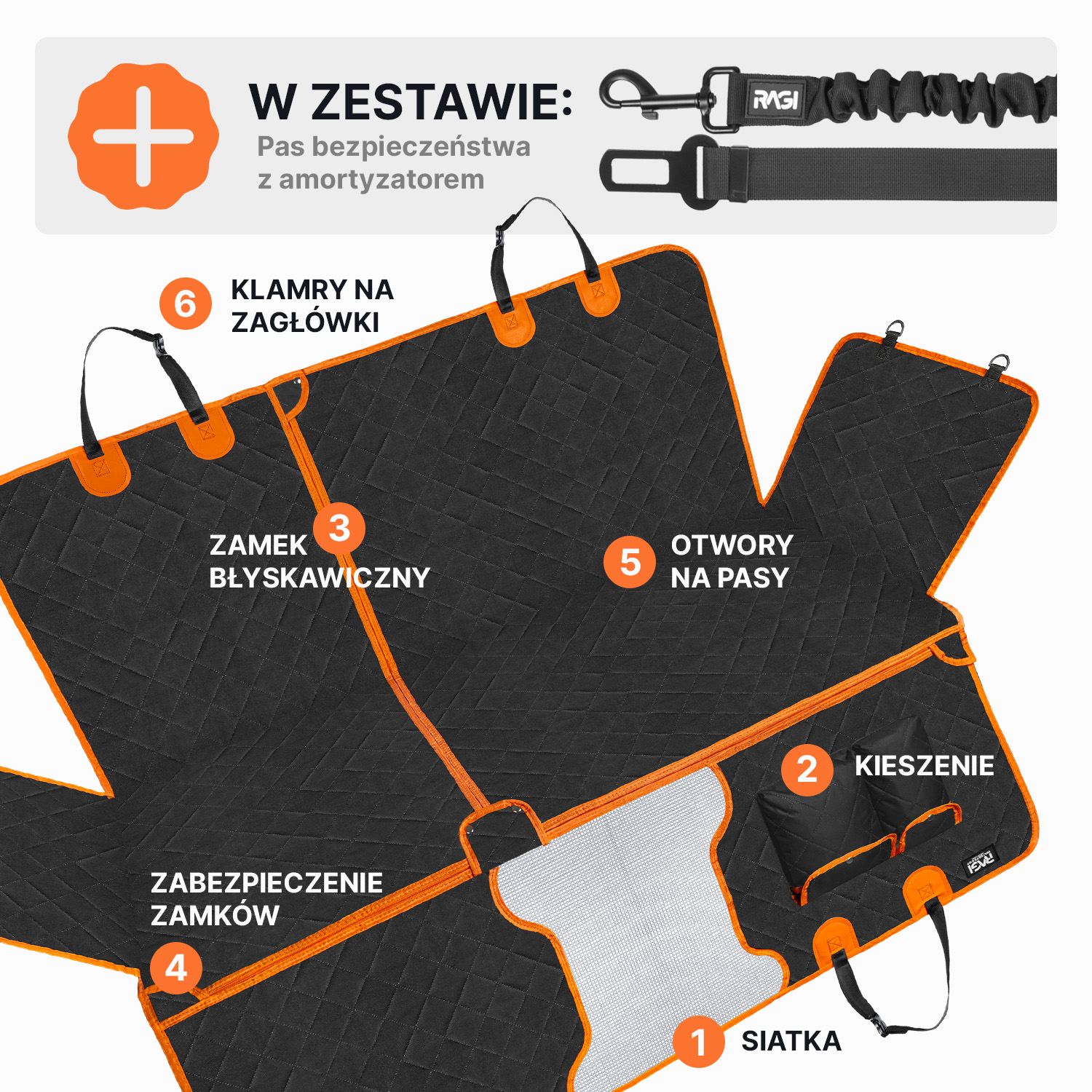 Pokrowiec na siedzenia samochodowe dla psa, Wodoodporna mata ochronna 4w1 - obrazek 4