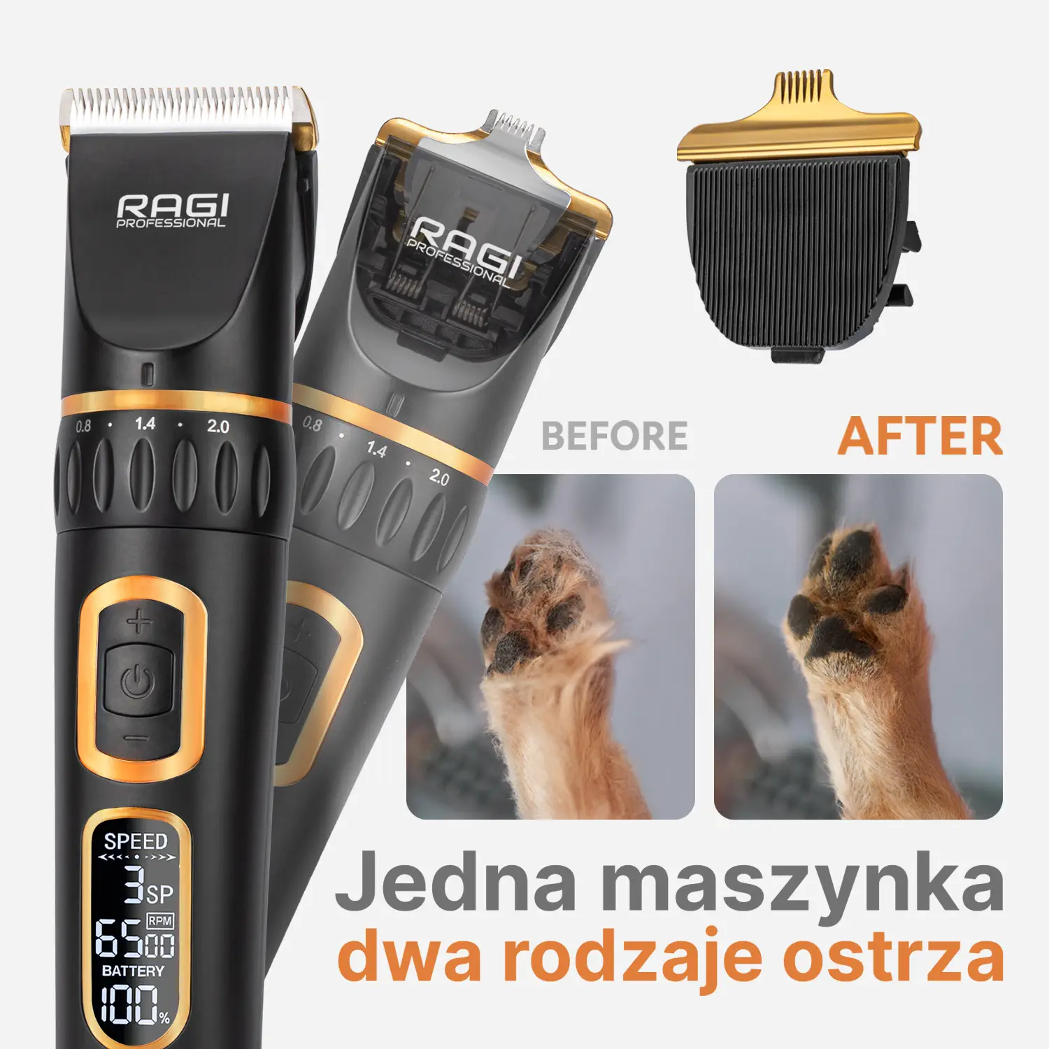 Maszynka do strzyżenia psa RAGI Profesjonalna Cicha Bezprzewodowa - obrazek 6