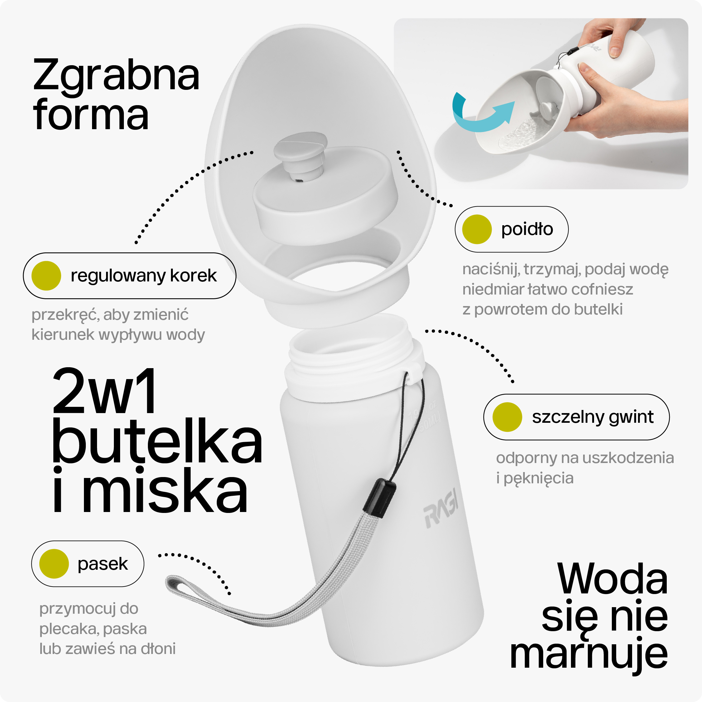 Butelka na wodę dla psa i kota, Bidon, Butelka przenośna - obrazek 6