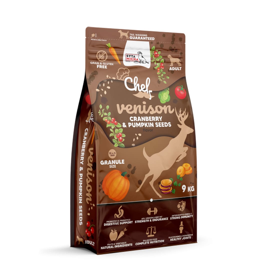 Syta Micha - Sucha Karma dla Psa Dziczyzna, Żurawina i Pestki Dyni 9 kg - obrazek 2