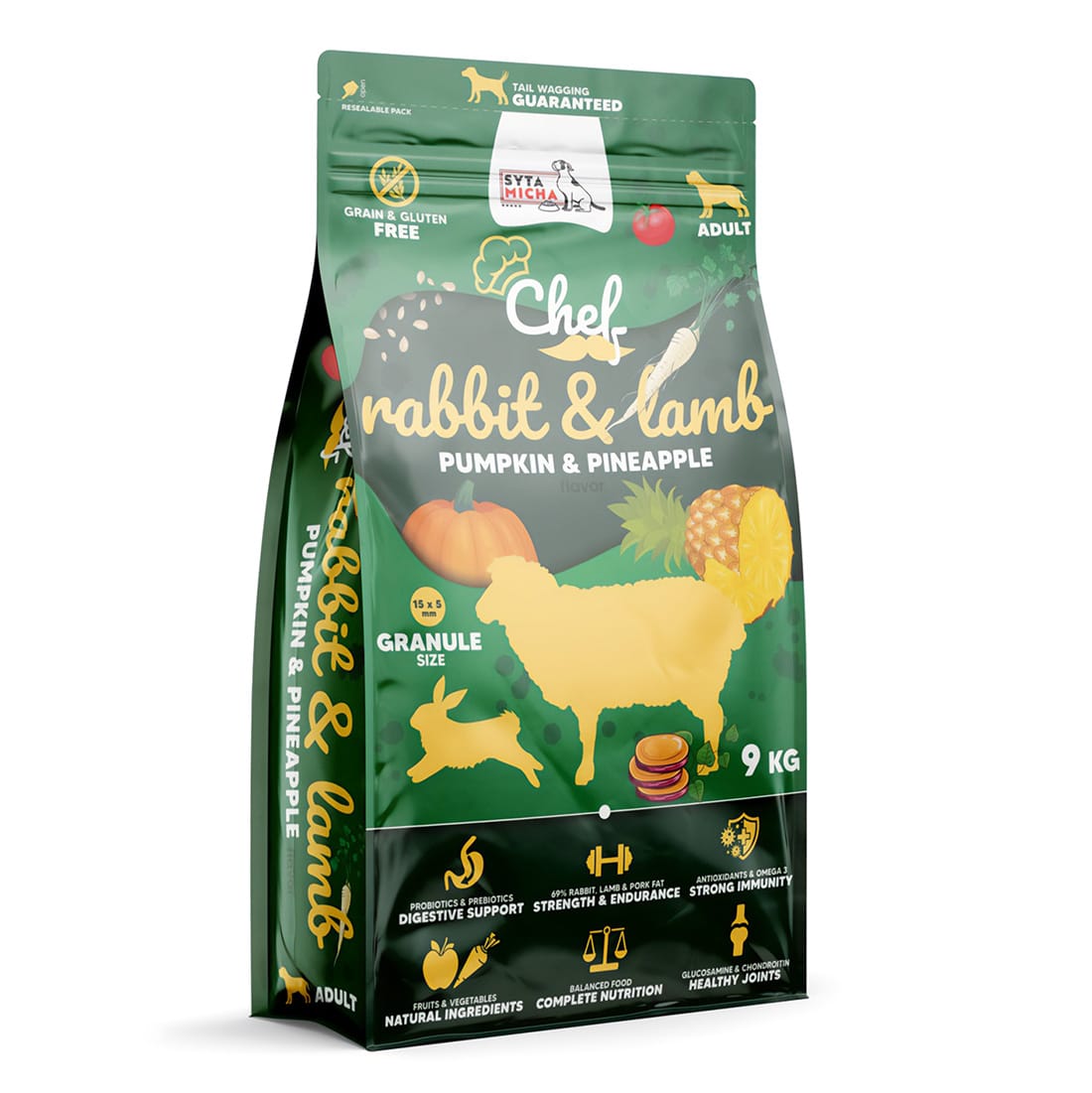 Syta Micha - Sucha Karma dla Psa Królik i Jagnięcina z Dynią i Ananasem 9 kg - obrazek 2