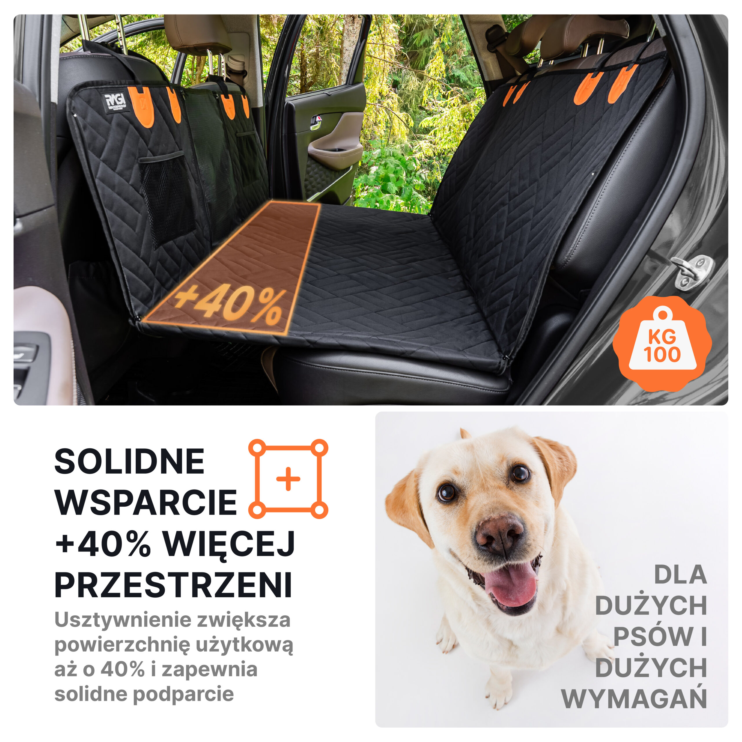 Mata dla Psa do Samochodu USZTYWNIANA Pokrowiec na Siedzenie Auta STABILNY - obrazek 2