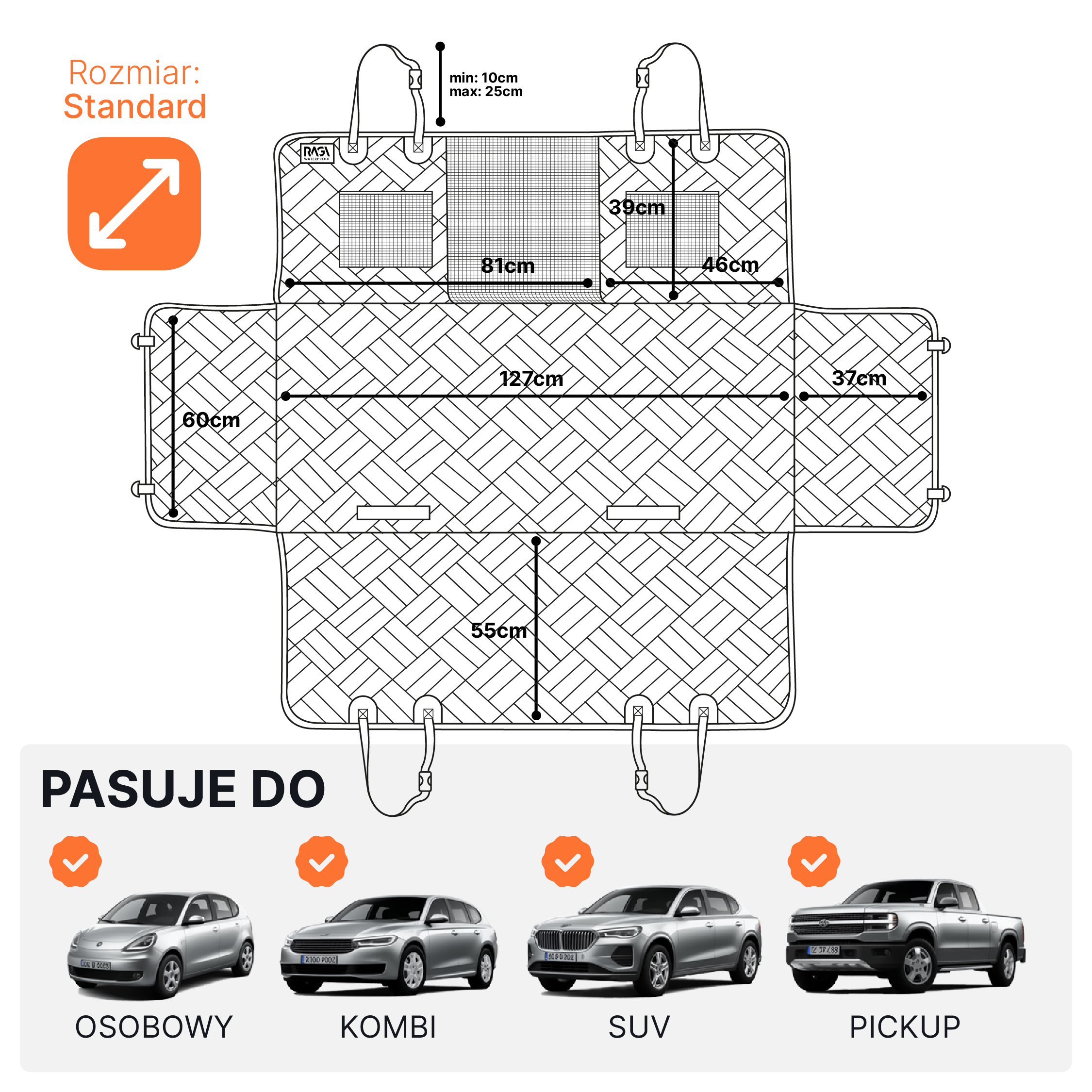Mata dla Psa do Samochodu USZTYWNIANA Pokrowiec na Siedzenie Auta STABILNY - obrazek 3