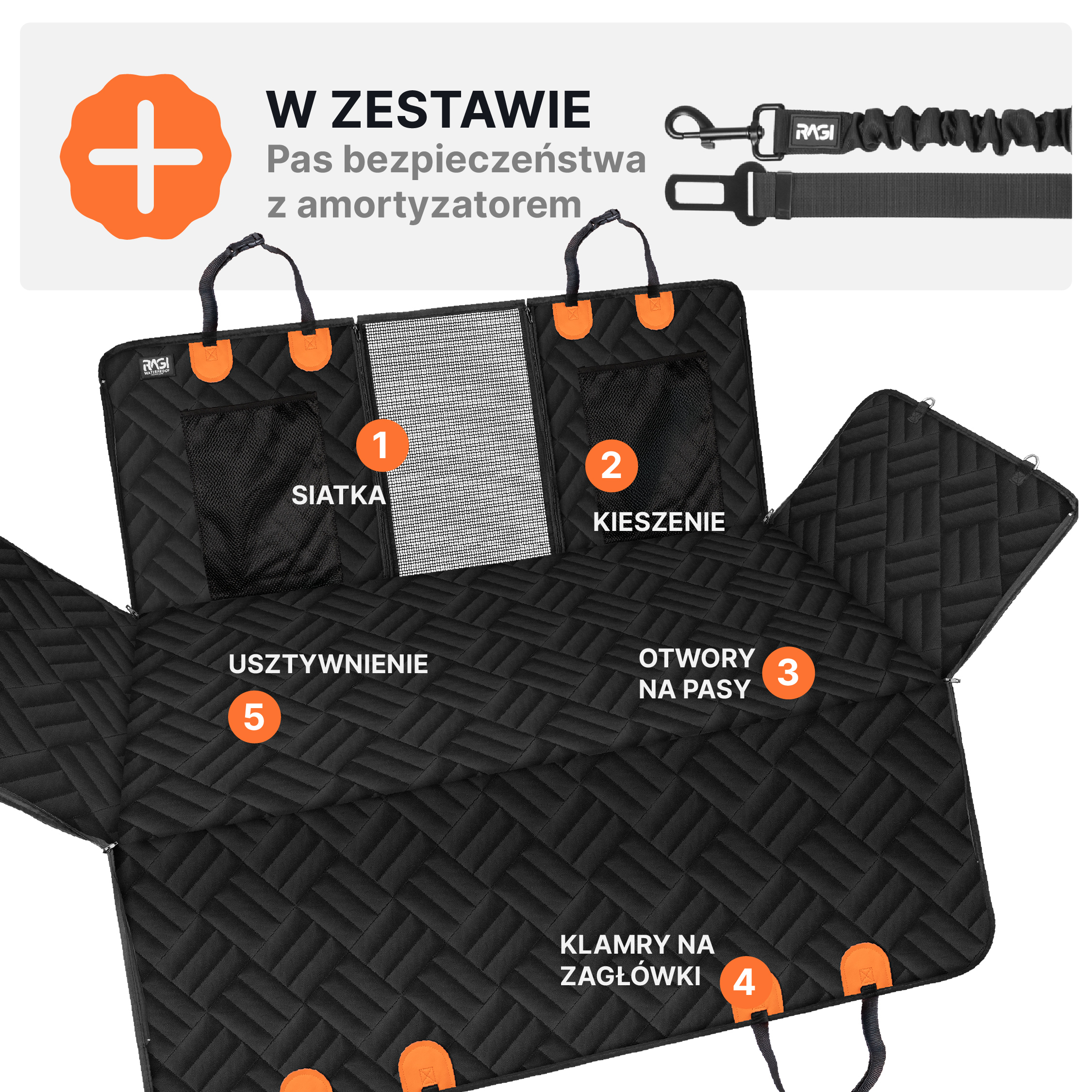 Mata dla Psa do Samochodu USZTYWNIANA Pokrowiec na Siedzenie Auta STABILNY - obrazek 5