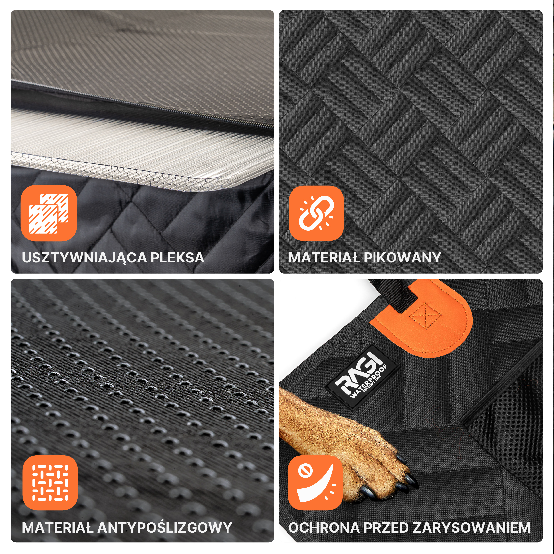 Mata dla Psa do Samochodu USZTYWNIANA Pokrowiec na Siedzenie Auta STABILNY - obrazek 6