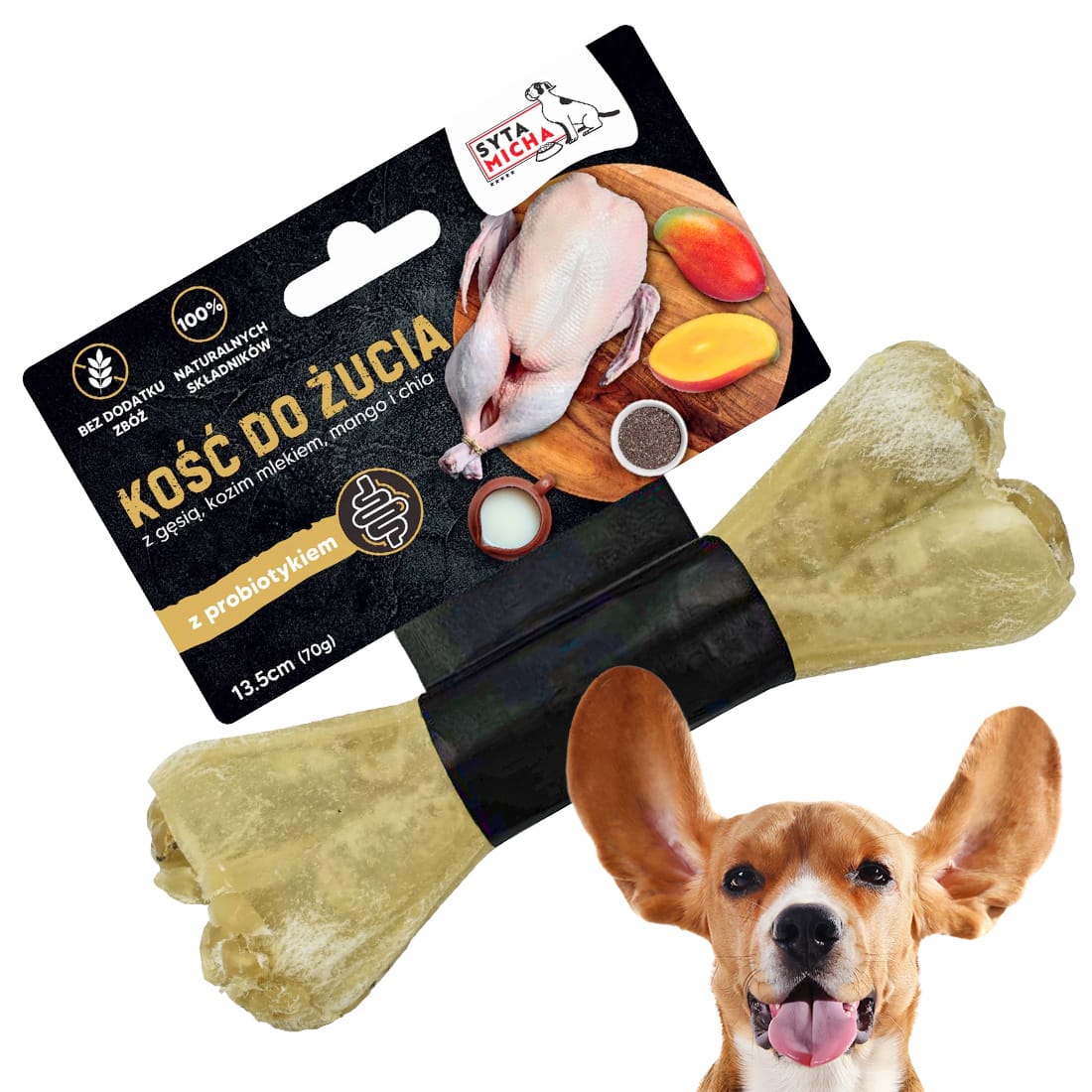 Syta Micha Gryzak dla psa Kość do Żucia z Probiotykiem Naturalny 13,5 cm