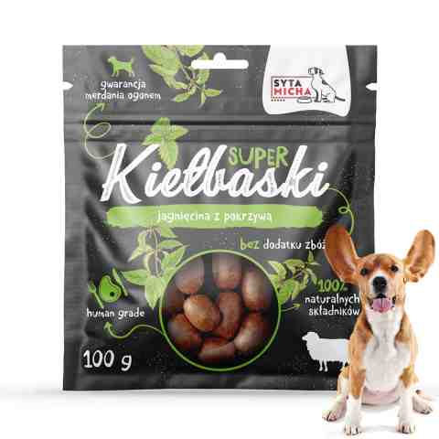 Przysmaki dla Psa Smaczki Super Kiełbaski Jagnięcina i Pokrzywa Syta Micha 100 g