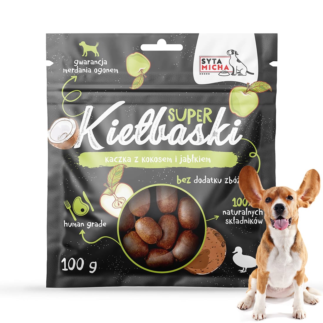Przysmaki dla Psa Smaczki Super Kiełbaski Kaczka i Kokos Syta Micha 100 g