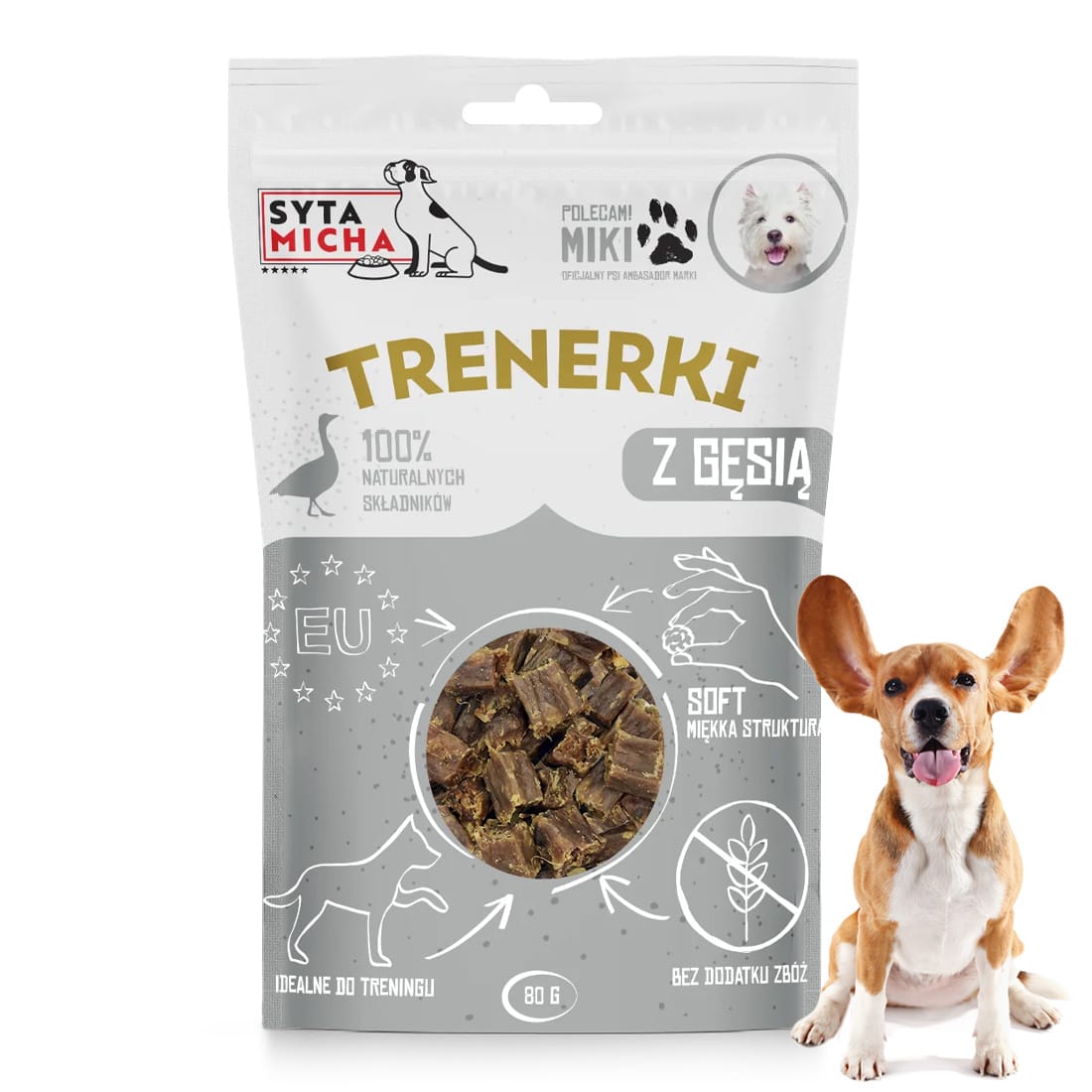 Syta Micha Przysmaki dla psa Trenerki z Gęsią Naturalne Smaczki 80 g
