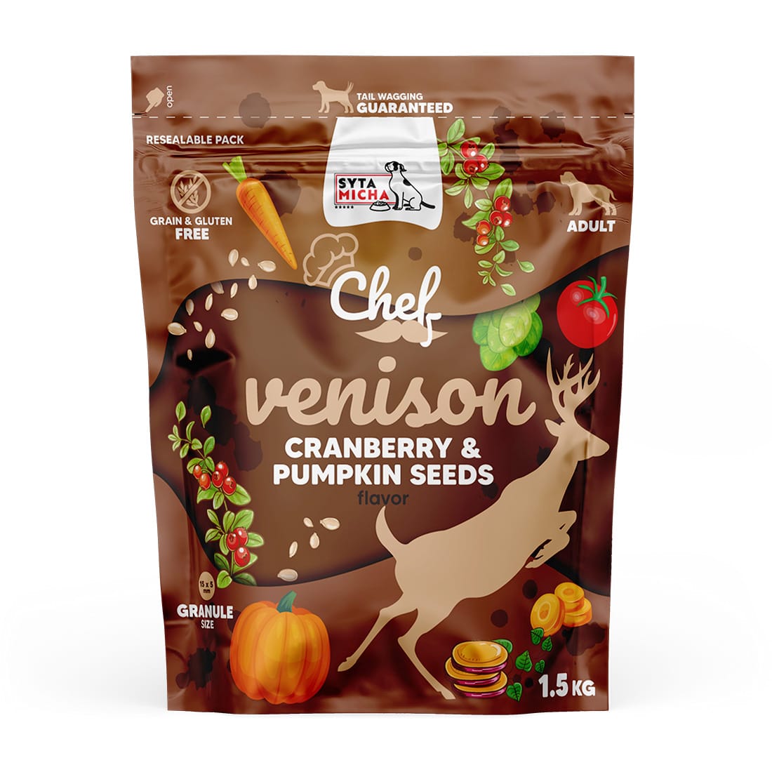 Syta Micha Sucha karma dla psa Dziczyzna, żurawina i pestki dyni 1,5 kg - obrazek 2
