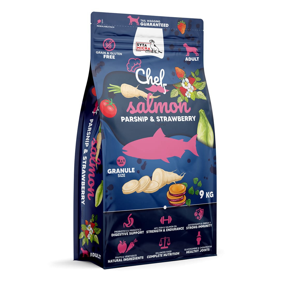 Syta Micha - Sucha Karma dla Psa Łosoś z pasternakiem i truskawką 9 kg - obrazek 2