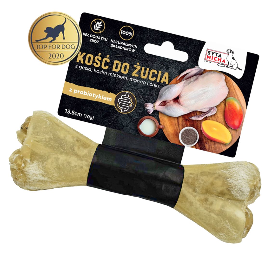 Syta Micha Gryzak dla psa Kość do Żucia z Probiotykiem Naturalny 13,5 cm - obrazek 2