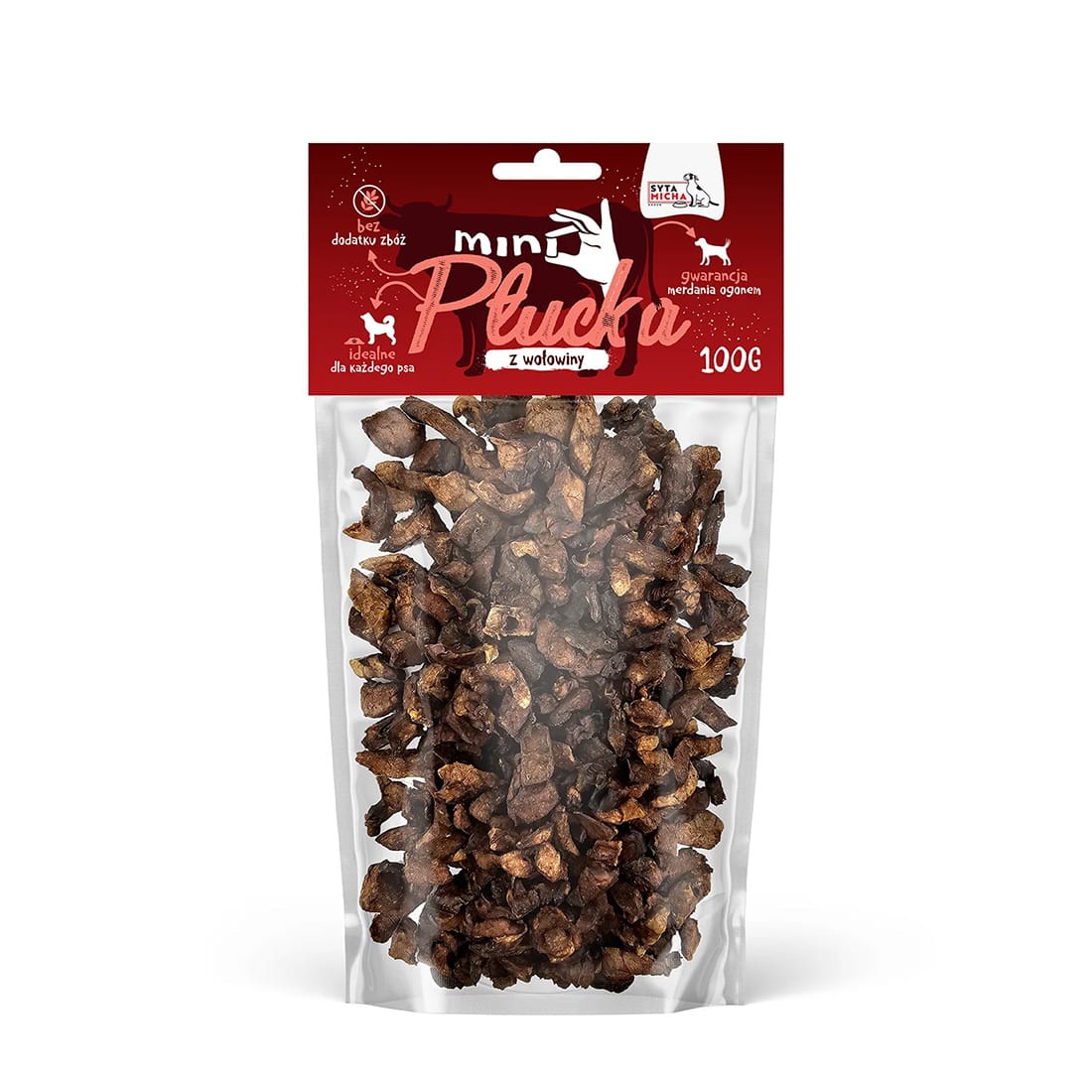 Przysmaki dla Psa Naturalne Smaczki Mini Płucka Wołowe Syta Micha 100 g - obrazek 2