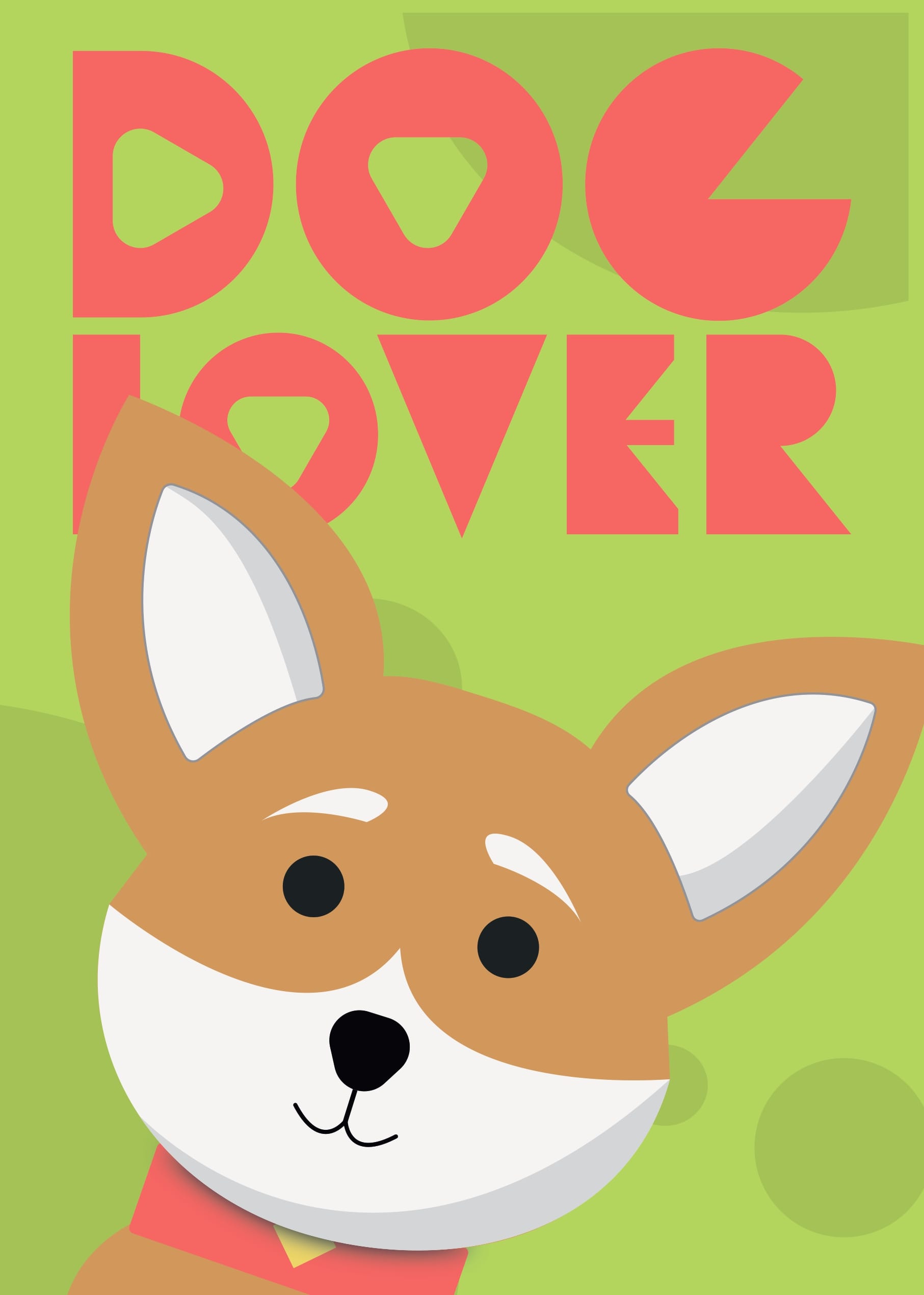 Plakat „Dog Lover” z psem rasy corgi – plik do druku A3 (PDF)