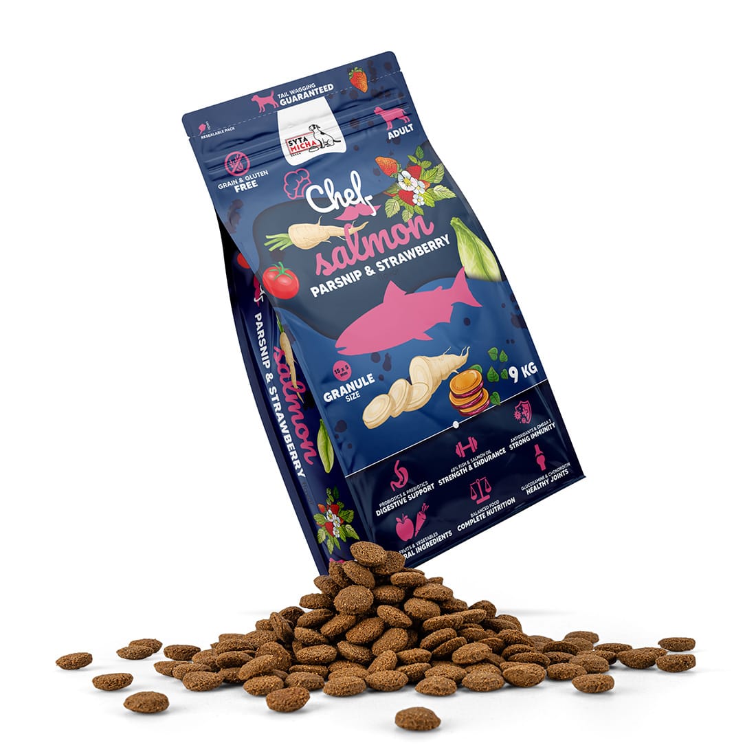 Syta Micha - Sucha Karma dla Psa Łosoś z pasternakiem i truskawką 9 kg - obrazek 3