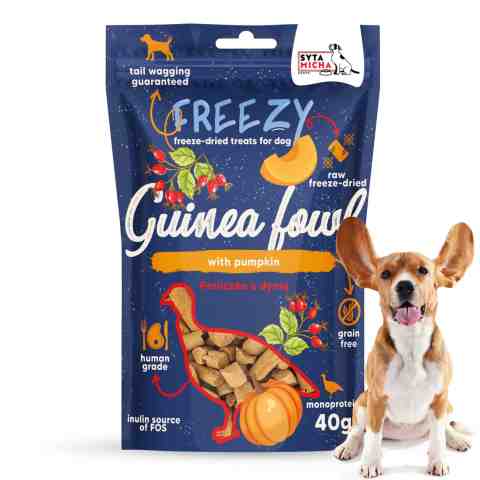 SYTA MICHA Liofilizowane przysmaki dla psa Perliczka z dynią FREEZY 40 g