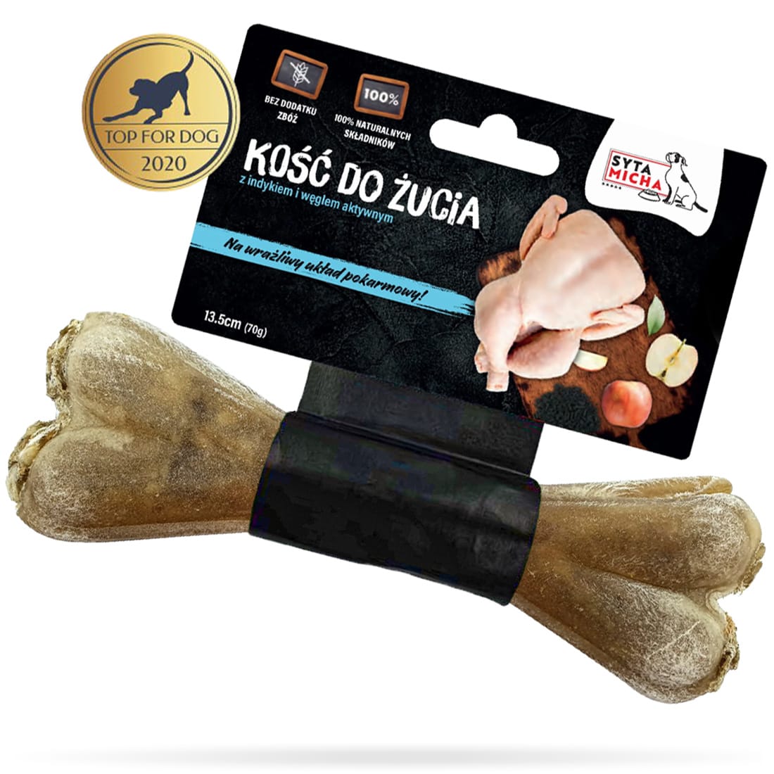 Syta Micha Gryzak dla psa Kość do Żucia Prebiotyki Indyk i Jabłko 13,5 cm - obrazek 2