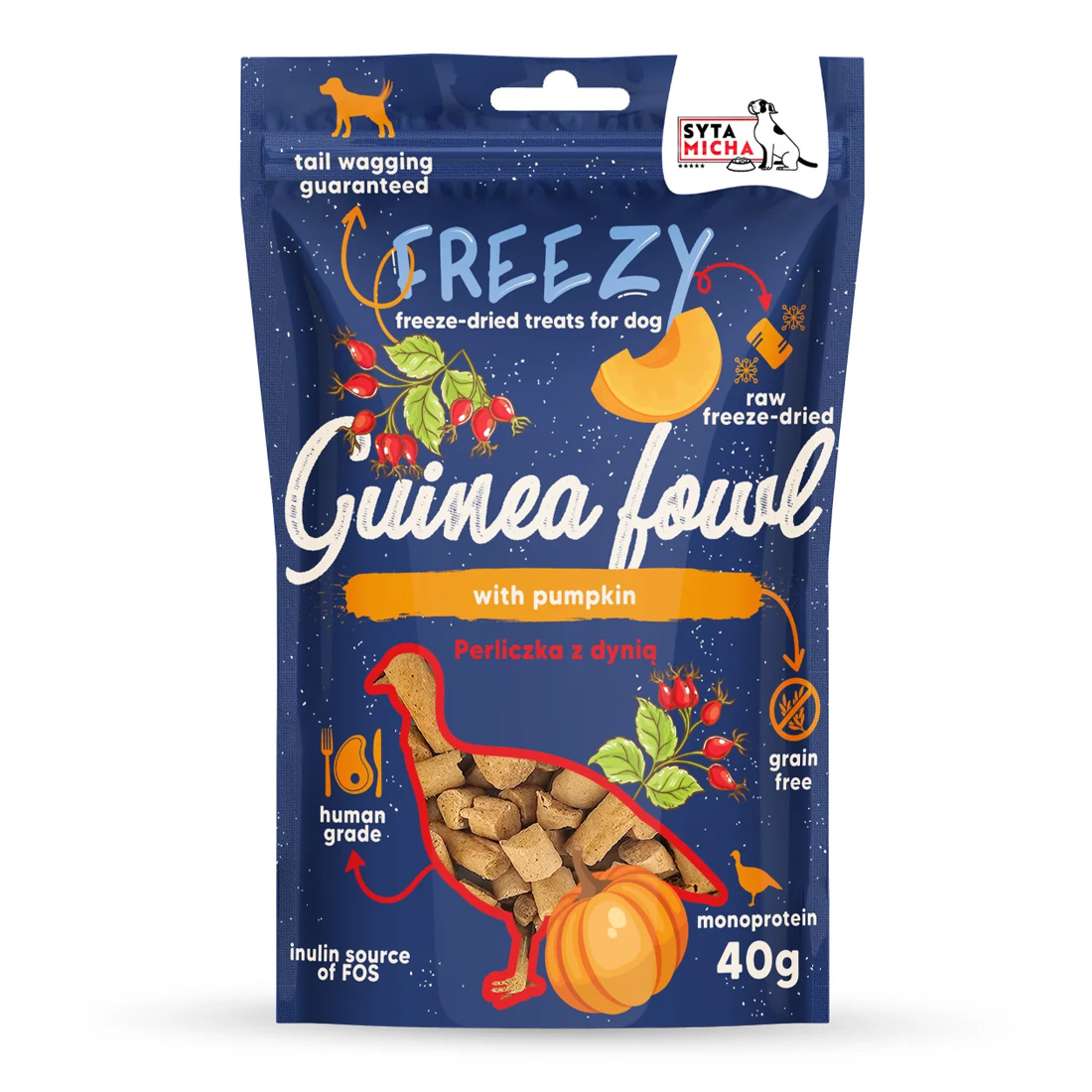 SYTA MICHA Liofilizowane przysmaki dla psa Perliczka z dynią FREEZY 40 g - obrazek 2