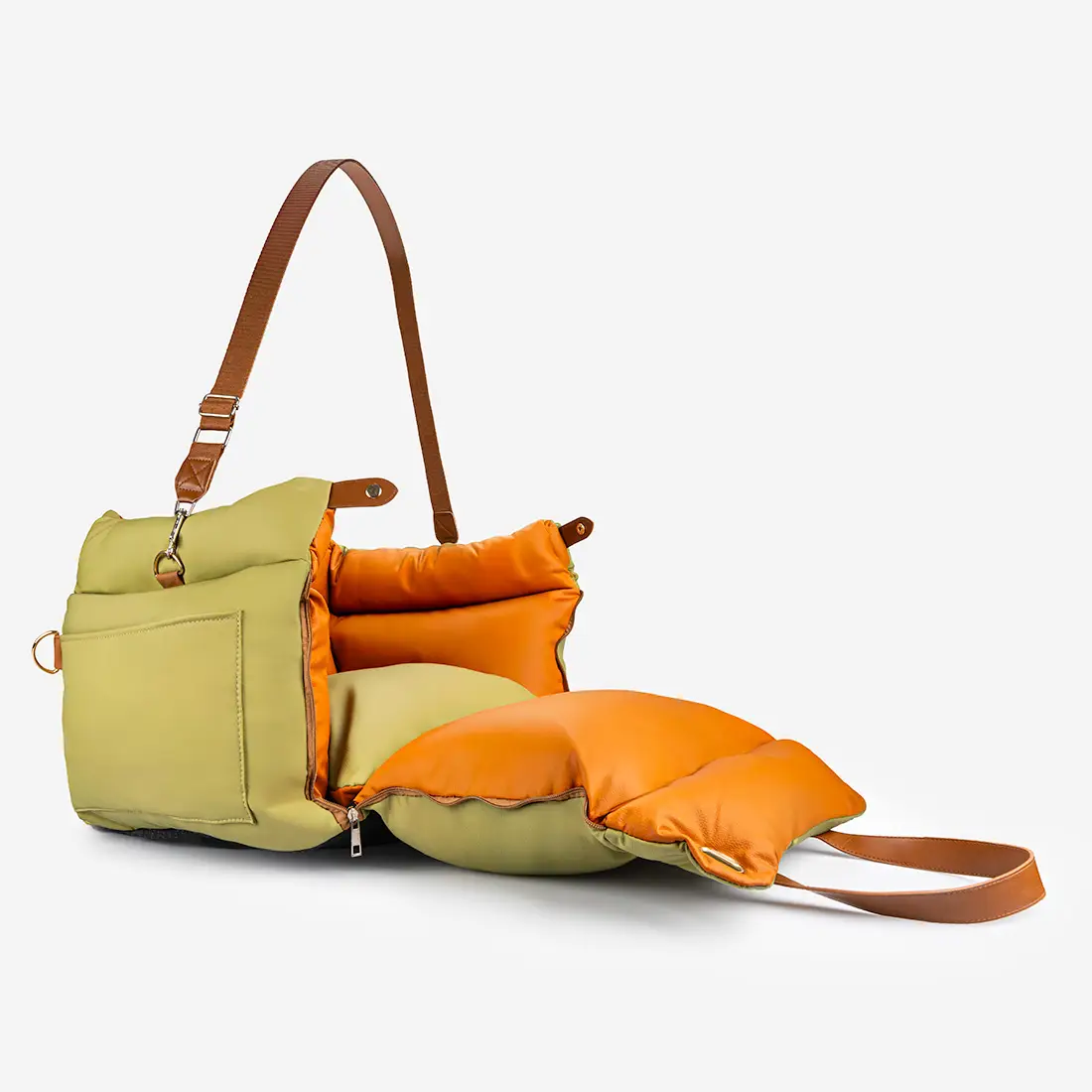 Fotelik Samochodowy dla Psa Legowisko na Siedzenia Torba Transportowa 3w1 Zielony - obrazek 3