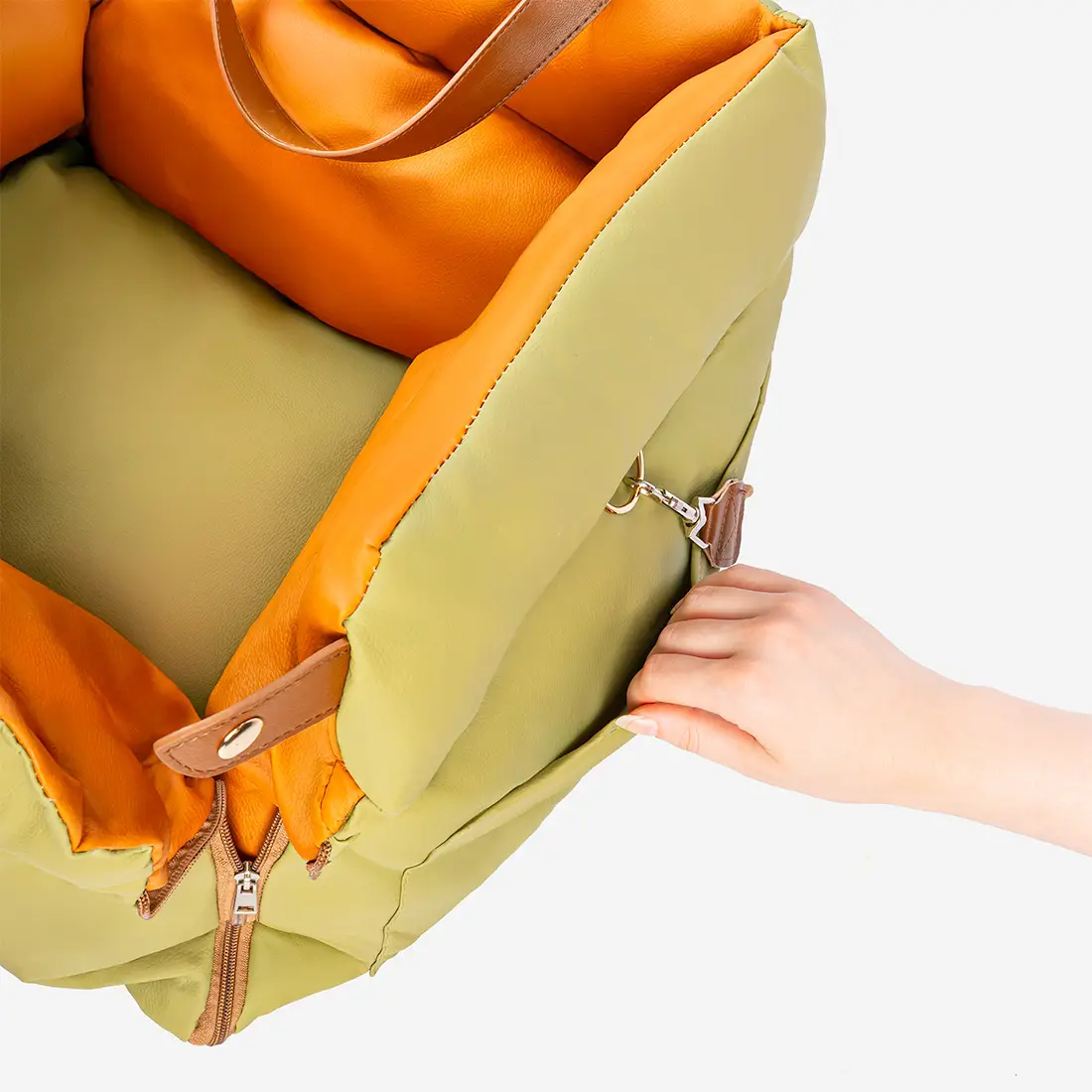 Fotelik Samochodowy dla Psa Legowisko na Siedzenia Torba Transportowa 3w1 Zielony - obrazek 6