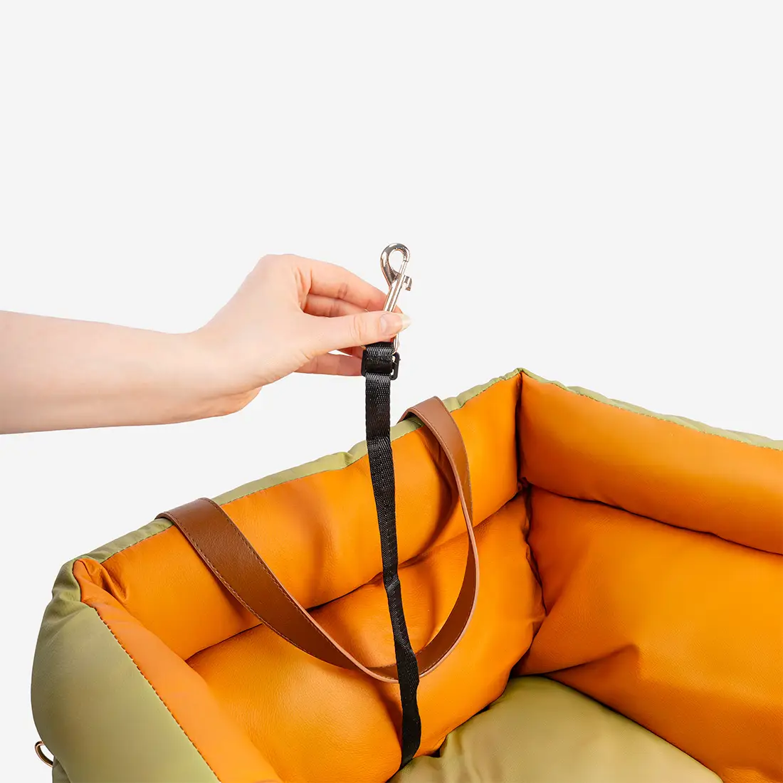 Fotelik Samochodowy dla Psa Legowisko na Siedzenia Torba Transportowa 3w1 Zielony - obrazek 7