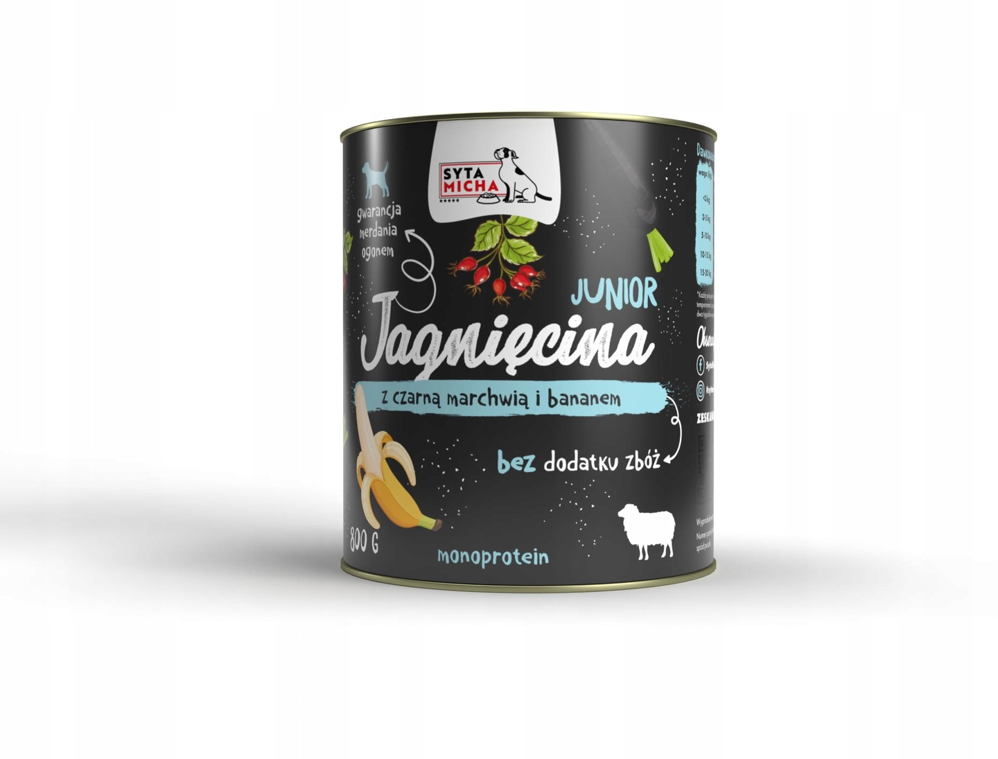 Karma Mokra dla Szczeniąt Syta Micha Jagnięcina z Czarną Marchwią i Bananem 800 g