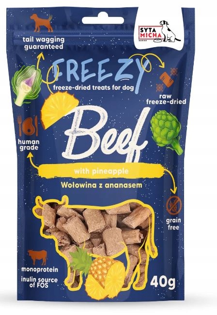 SYTA MICHA Liofilizowane przysmaki dla psa Wołowina z Ananasem FREEZY 40 g