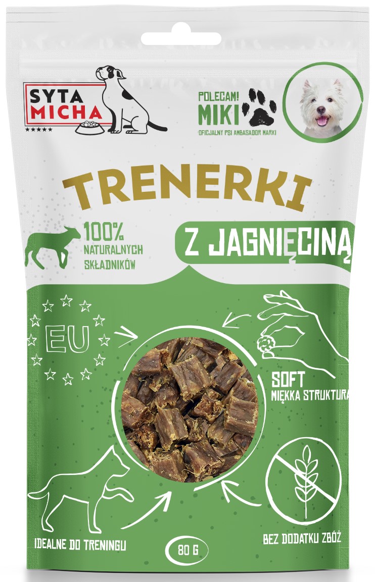 Syta Micha Przysmaki dla psa Trenerki z Jagnięciną Naturalne Smaczki 80 g